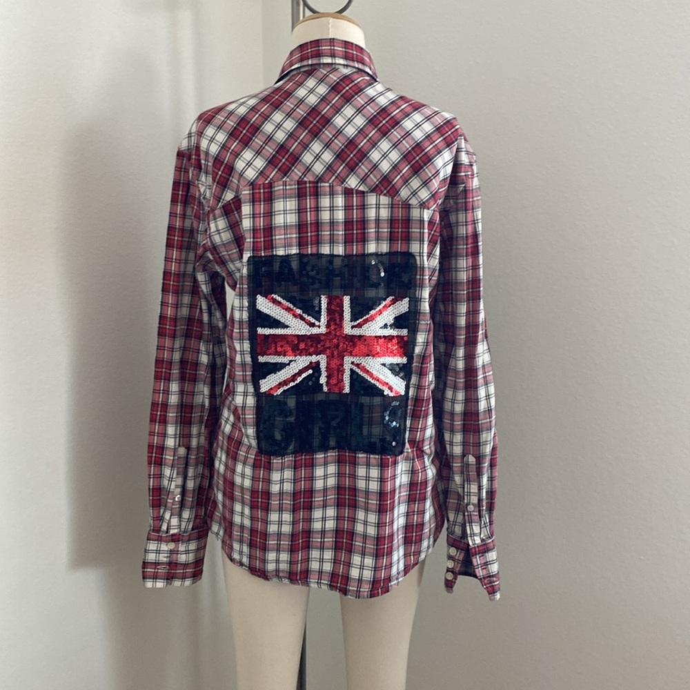 Custom Red Plaid Button-Up Shirt
